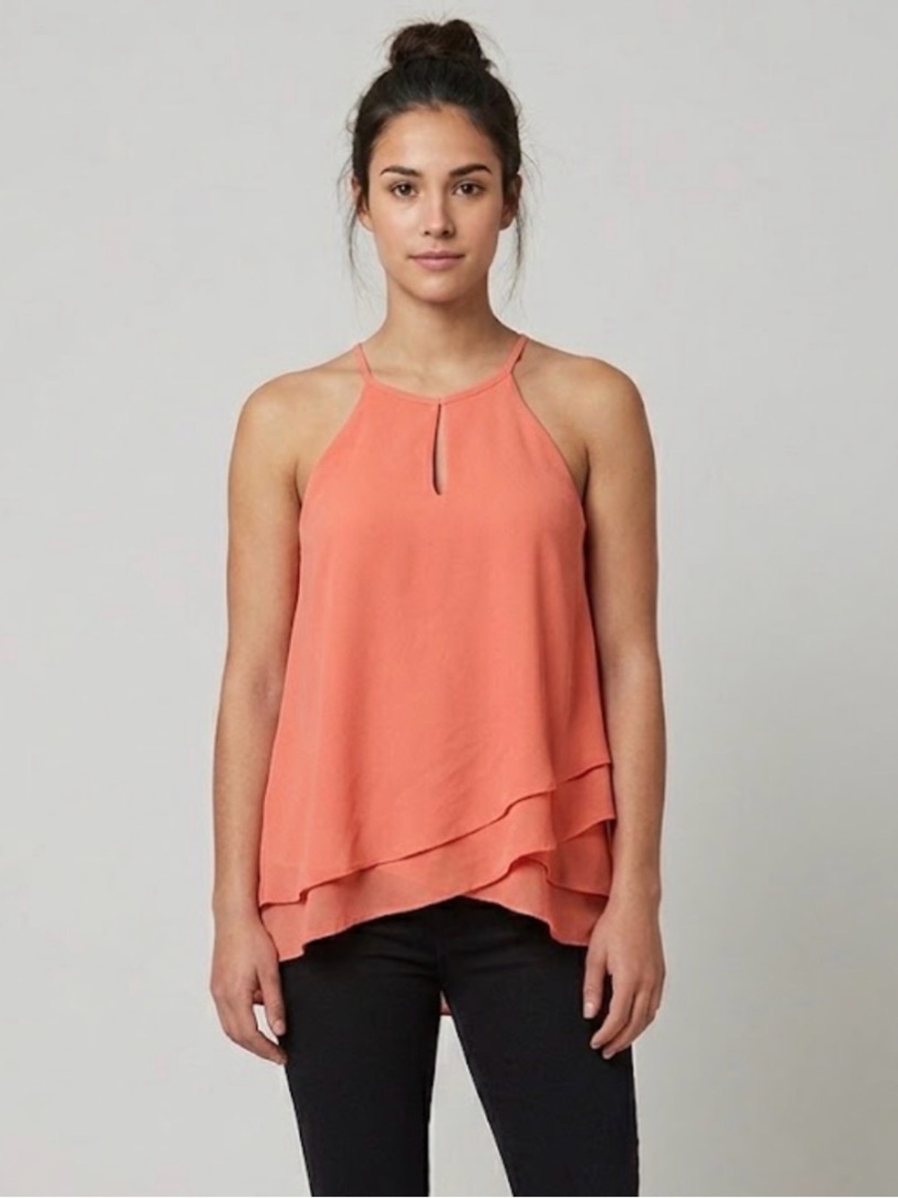 Express Coral-Orange Halter Layered Camisole